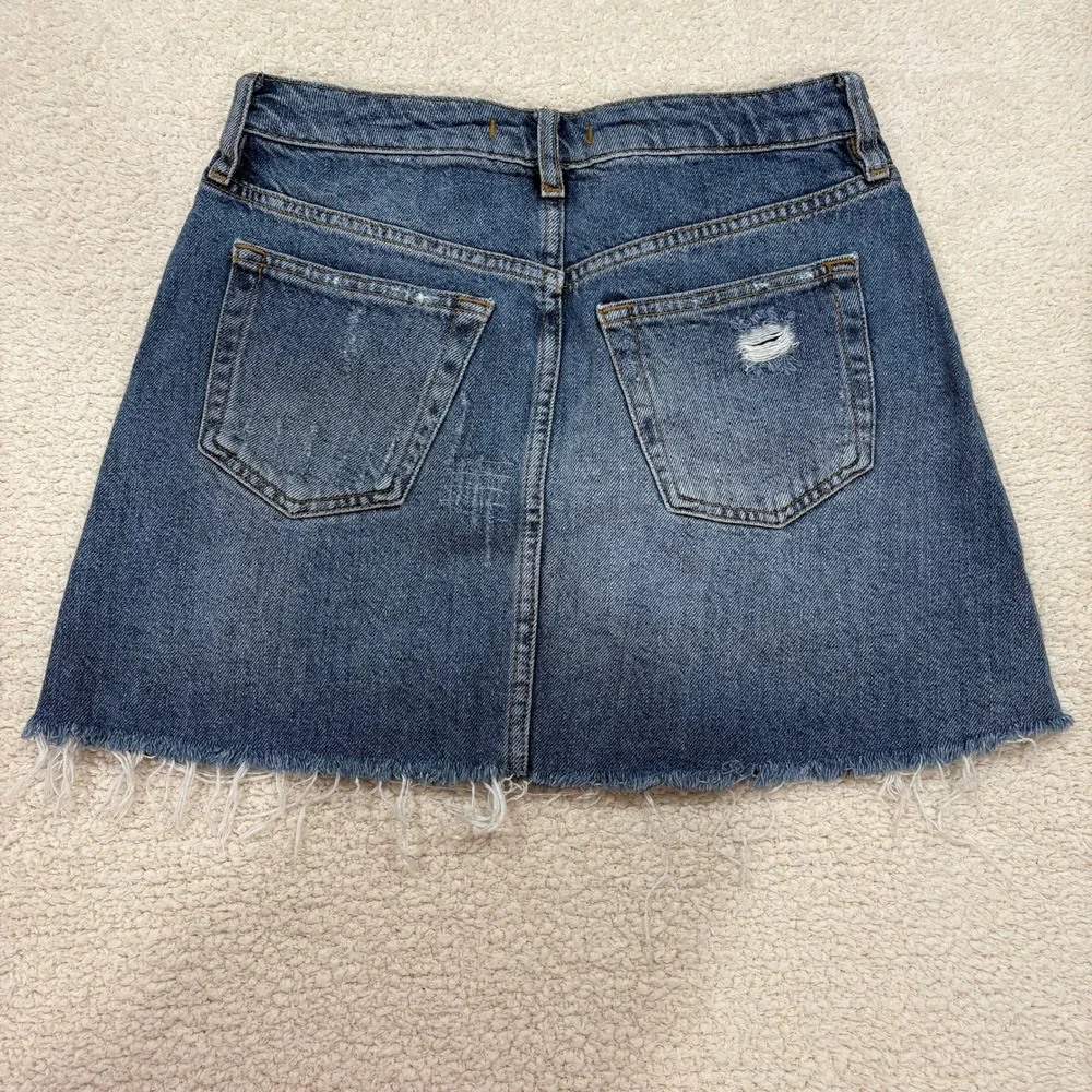 We The Free Harvey Distressed‎ Medium Wash A-Line Denim Jean Skirt Size 26